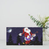 Sinterklaas met elektrische gitaar feestdagenkaart (Staand voorkant)