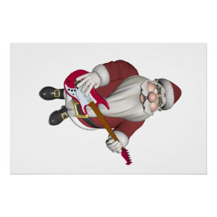 Sinterklaas met elektrische gitaar perfect poster