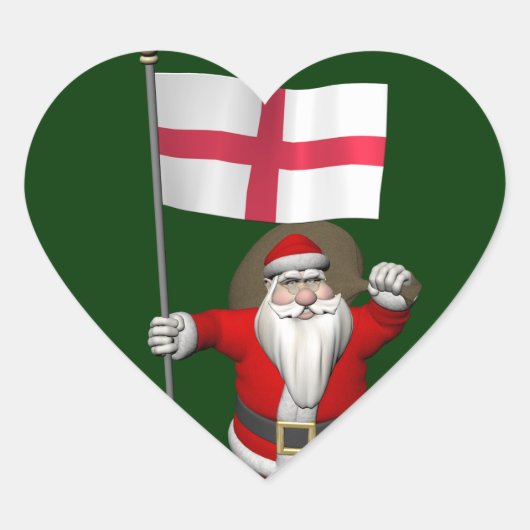 Sinterklaas met Engelse aftekening Hart Sticker (Voorkant)