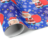 Sinterklaas met enorme cadeautas met snowflake ker cadeaupapier (Rol Hoek)