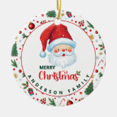 Sinterklaas met feestelijk patroon Vrolijk kerstfe Keramisch Ornament (Voorkant)