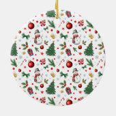 Sinterklaas met feestelijk patroon Vrolijk kerstfe Keramisch Ornament (Achterkant)