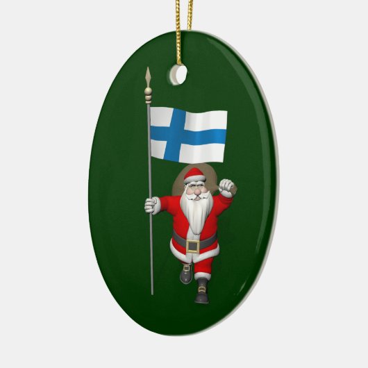 Sinterklaas met Finland Keramisch Ornament (Links)