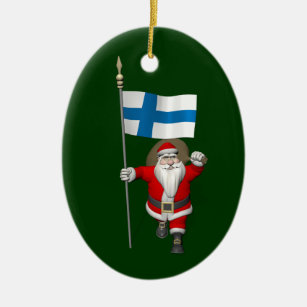 Sinterklaas met Finland Keramisch Ornament
