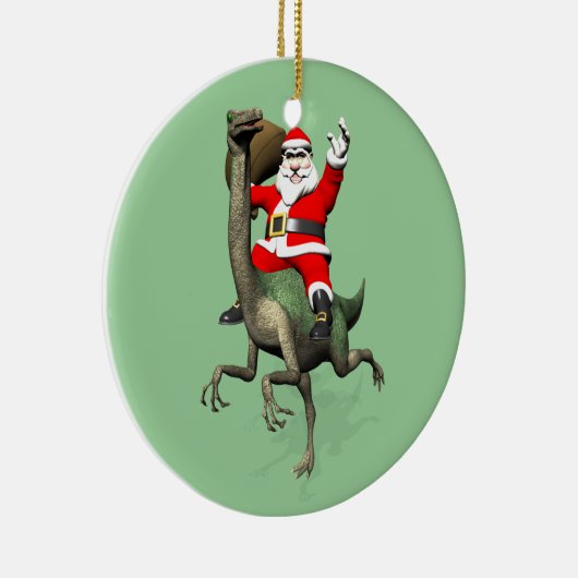 Sinterklaas met gallimimus keramisch ornament (Rechts)
