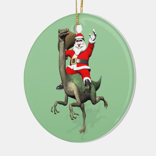 Sinterklaas met gallimimus keramisch ornament (Links)