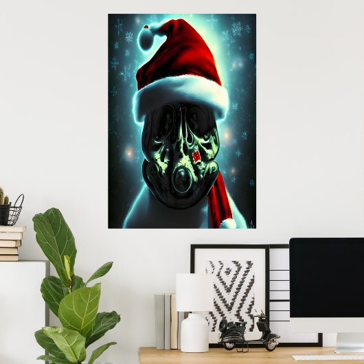 Sinterklaas met gasmasker | AI Art Poster (Thuiskantoor)