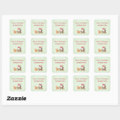 Sinterklaas met gepersonaliseerde structuur en ren vierkante sticker (Vel)