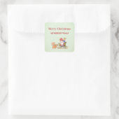 Sinterklaas met gepersonaliseerde structuur en ren vierkante sticker (Tas)