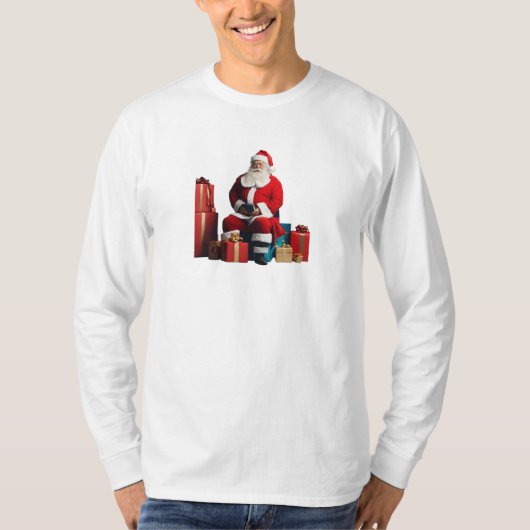 Sinterklaas met geschenken Basic T-shirt met lange (Voorkant)