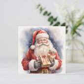 Sinterklaas met geschenken en gejuich feestdagenkaart (Staand voorkant)