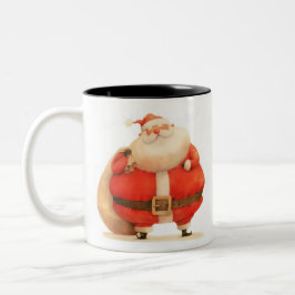 Sinterklaas met gigantische tas illustratie tweekleurige koffiemok