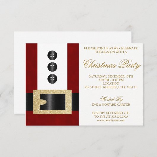 Sinterklaas met glittergordel | feestuitnodiging kaart (Voorkant / Achterkant)