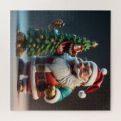 Sinterklaas met grappige lachkerstboom legpuzzel (Horizontaal)