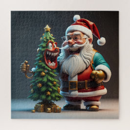 Sinterklaas met grappige lachkerstboom legpuzzel