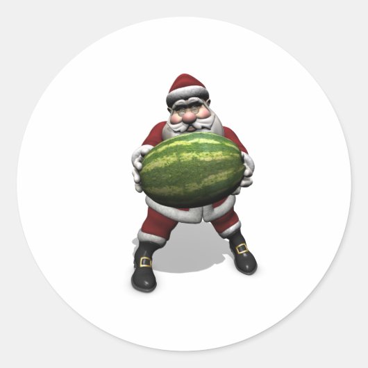 Sinterklaas met grote watermeloen ronde sticker (Voorkant)