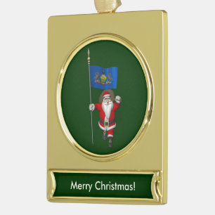 Sinterklaas met handtekening van Pennsylvania Verguld Banner Ornament