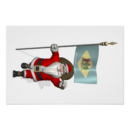 Sinterklaas met het embleem van Delaware Perfect Poster (Voorkant)