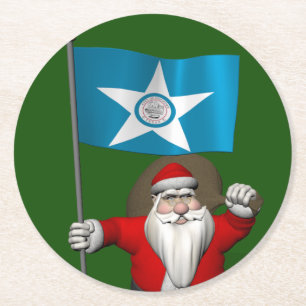 Sinterklaas met inzending van Houston TX Ronde Kartonnen Onderzetter