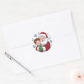 Sinterklaas met jongen op zijn schoot Kerstmis Ronde Sticker (Envelop)