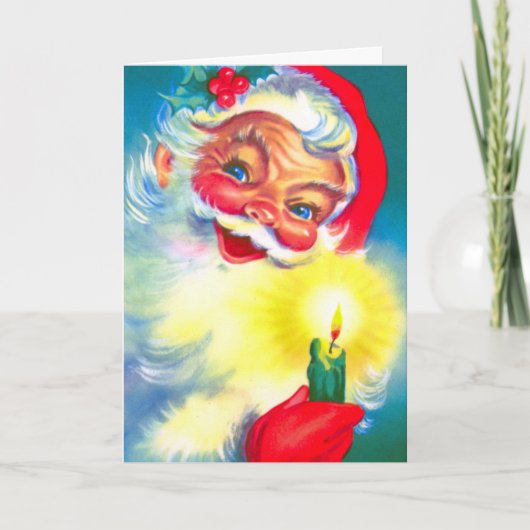 Sinterklaas met kaars feestdagen kaart (Voorkant)