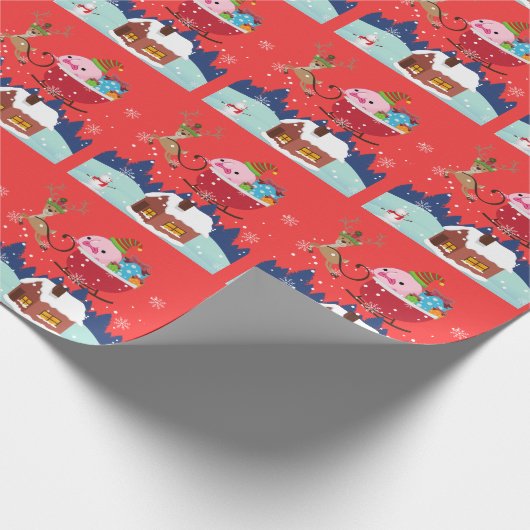 Sinterklaas met kerst cadeaupapier (Hoek)