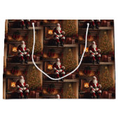 Sinterklaas met kerstboom & open haard groot cadeauzakje (Voorkant)