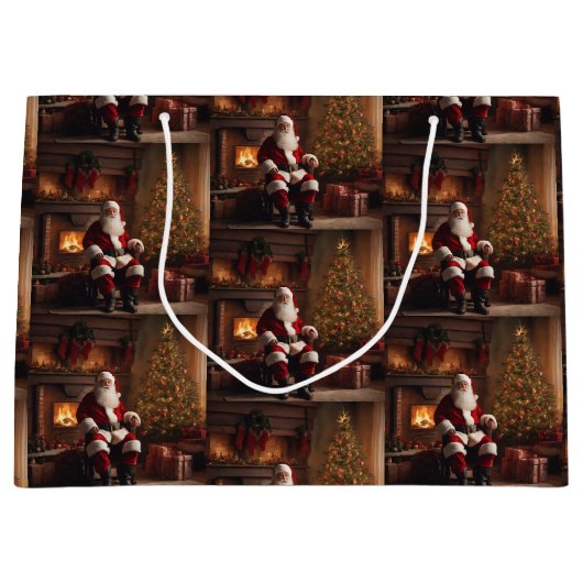 Sinterklaas met kerstboom & open haard groot cadeauzakje (Voorkant)