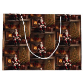 Sinterklaas met kerstboom & open haard groot cadeauzakje (Achterkant)