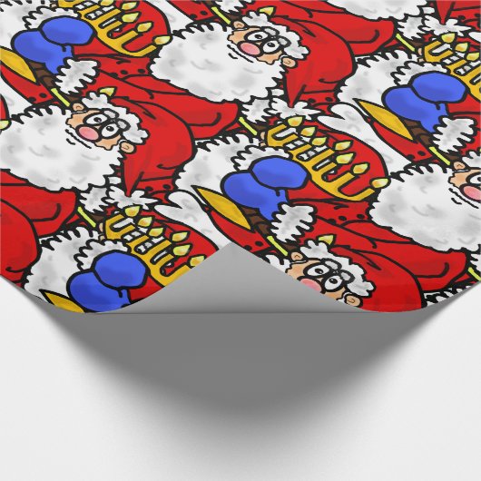 Sinterklaas met kerstcadeautje van Menorah Cadeaupapier (Hoek)