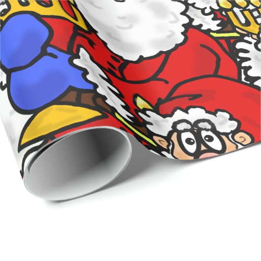 Sinterklaas met kerstcadeautje van Menorah Cadeaupapier (Rol Hoek)