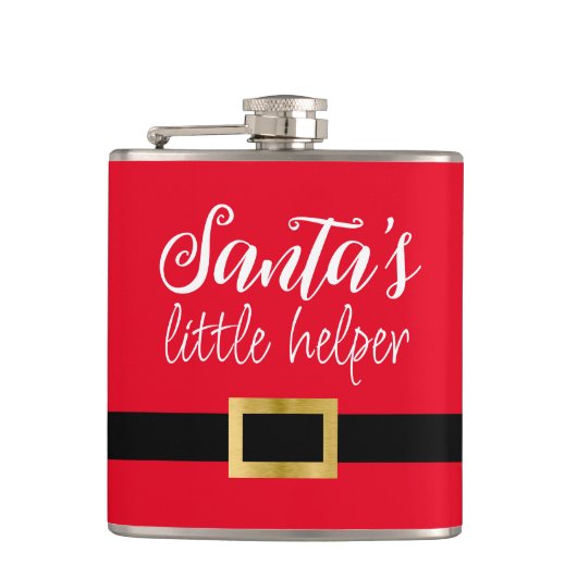 Sinterklaas met kerstmankreet Rood White Heupfles (Voorkant)