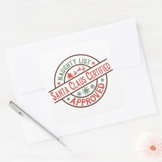 Sinterklaas met kerstmis vierkante sticker (Envelop)