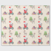 Sinterklaas met kerstpatronen voor fietsen cadeaupapier (Vlak)