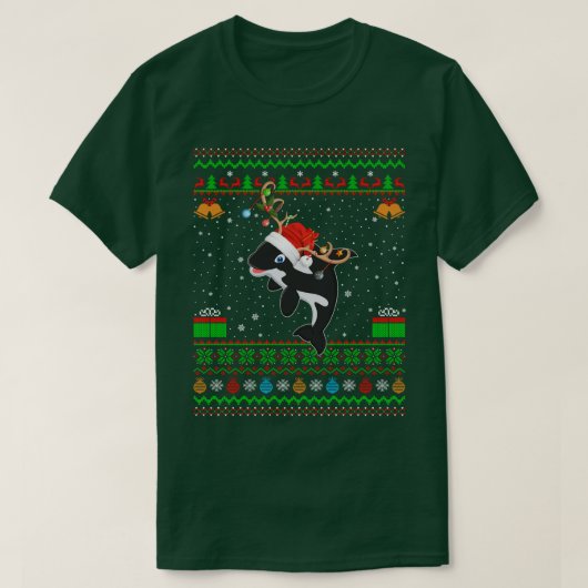Sinterklaas met kerstverlichting Ugly Orca Killer  T-shirt (Design voorkant)