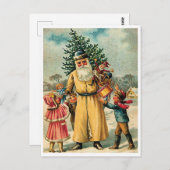 Sinterklaas met kinderen en kerstboom,  briefkaart (Voorkant / Achterkant)
