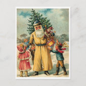 Sinterklaas met kinderen en kerstboom, briefkaart (Voorkant)