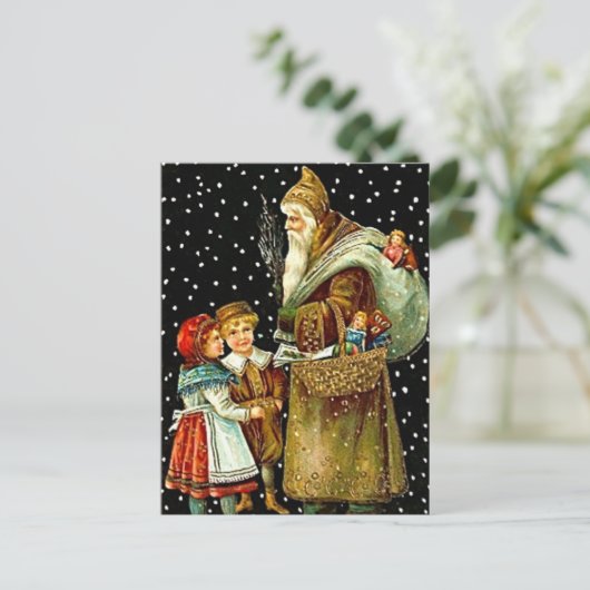 Sinterklaas met kinderen feestdagenkaart (Staand voorkant)