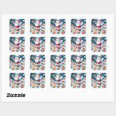 Sinterklaas met kinderen vierkante sticker (Vel)