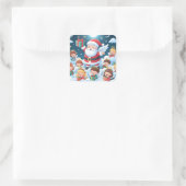 Sinterklaas met kinderen vierkante sticker (Tas)