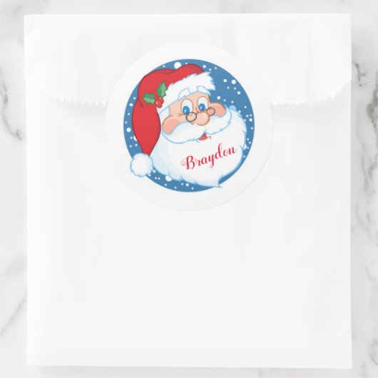 Sinterklaas met kindernaam ronde sticker (Tas)