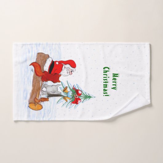 Sinterklaas met konijnenfox en eekhoorn bad handdoek (Handdoek)