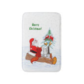 Sinterklaas met konijnenfox en eekhoorn badmat (Voorkant Verticaal)