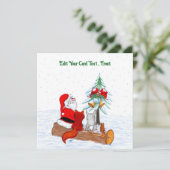 Sinterklaas met konijnenfox en eekhoorn bedankkaart (Staand voorkant)