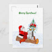 Sinterklaas met konijnenfox en eekhoorn briefkaart (Voorkant / Achterkant)