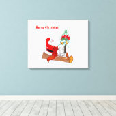 Sinterklaas met konijnenfox en eekhoorn canvas afdruk (Insitu (Houten vloer))