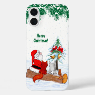 Sinterklaas met konijnenfox en eekhoorn iPhone 16 plus hoesje