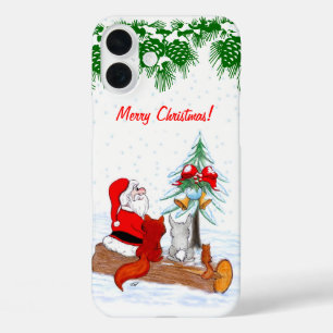 Sinterklaas met konijnenfox en eekhoorn iPhone 16 plus hoesje