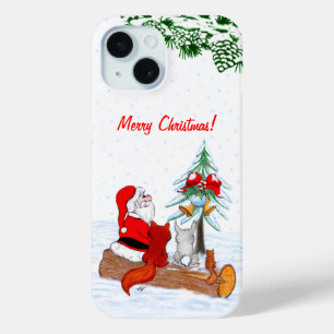 Sinterklaas met konijnenfox en eekhoorn iPhone 15 case