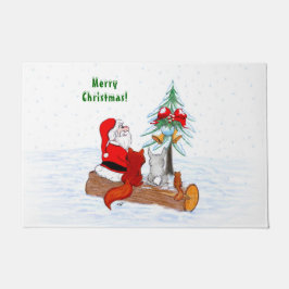 Sinterklaas met konijnenfox en eekhoorn deurmat